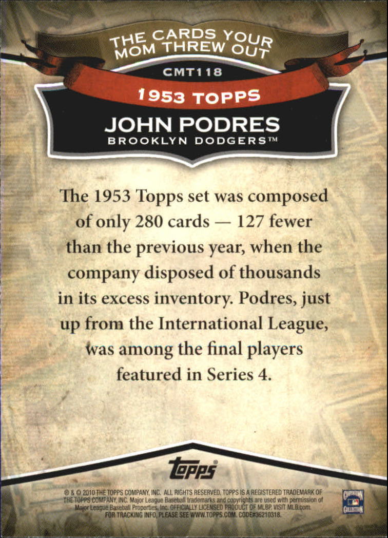 2010 Topps Cards Your Mom Threw Out #CMT118 John Podres back image