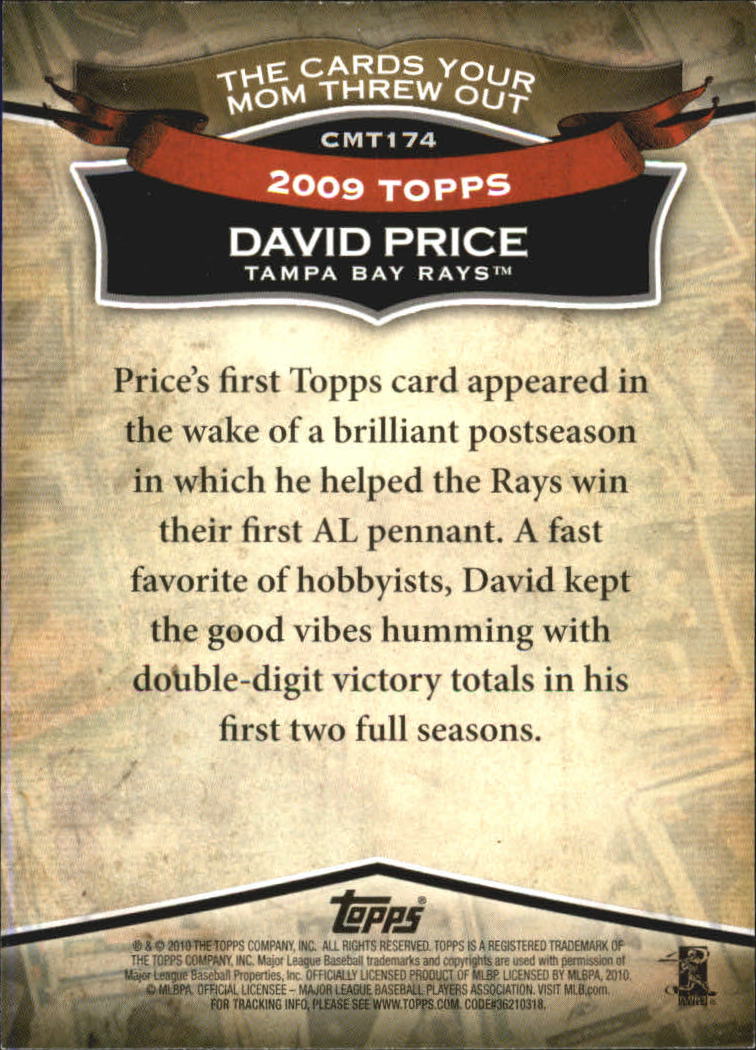 2010 Topps Cards Your Mom Threw Out #CMT174 David Price back image
