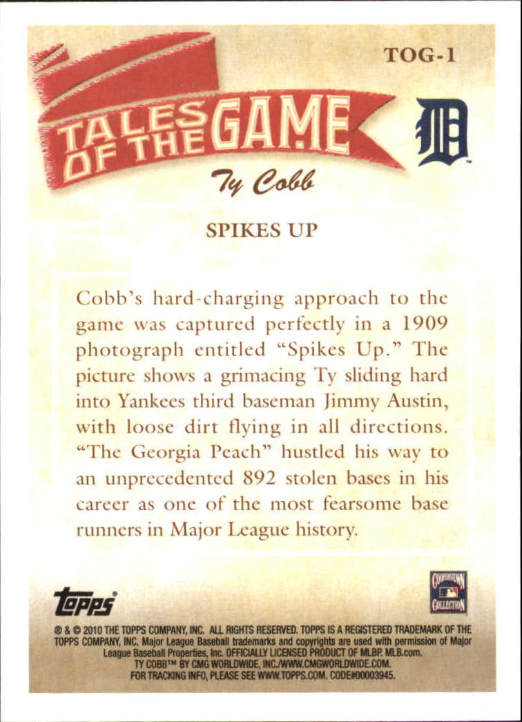 2010 Topps Tales of the Game #TOG1 Spikes Up back image