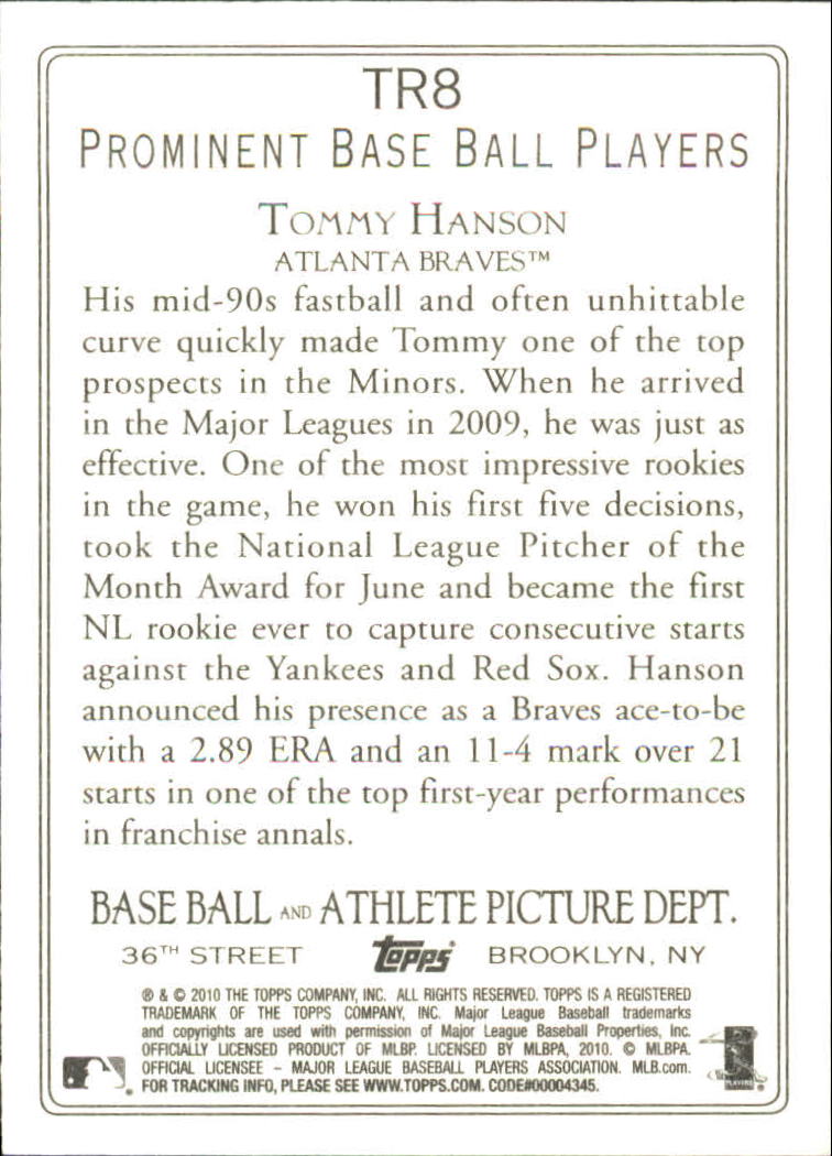 2010 Topps Turkey Red #TR8 Tommy Hanson back image