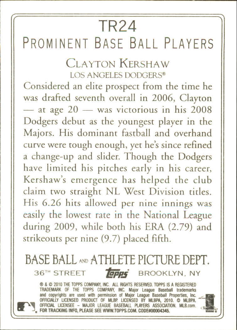 2010 Topps Turkey Red #TR24 Clayton Kershaw - NM-MT