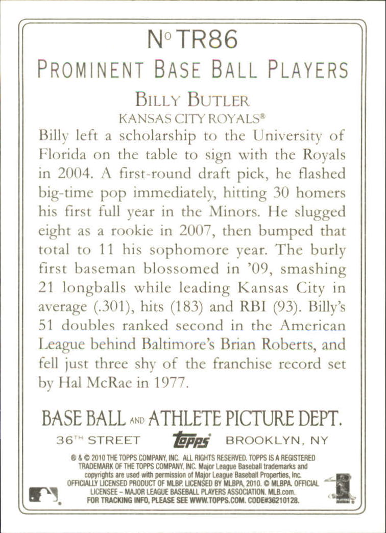 2010 Topps Turkey Red #TR86 Billy Butler back image