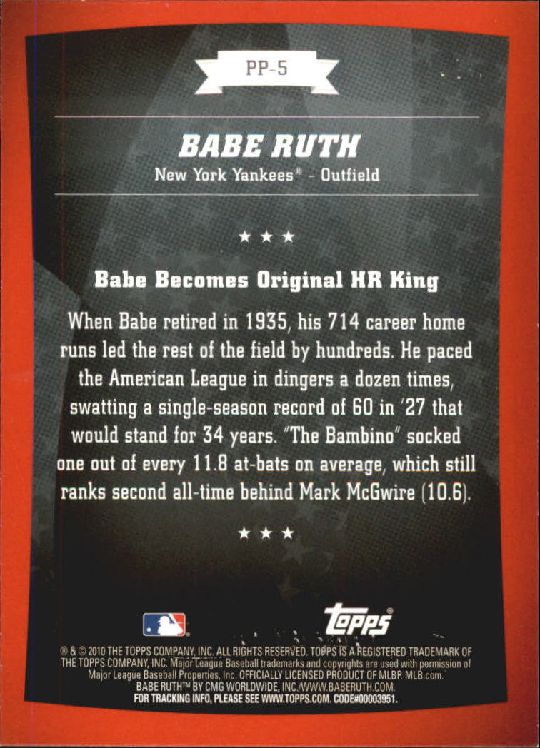 2010 Topps Peak Performance #5 Babe Ruth back image