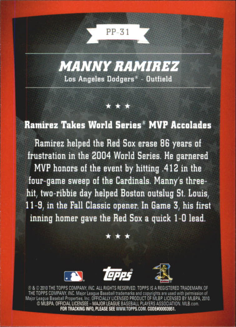 2010 Topps Peak Performance #31 Manny Ramirez back image