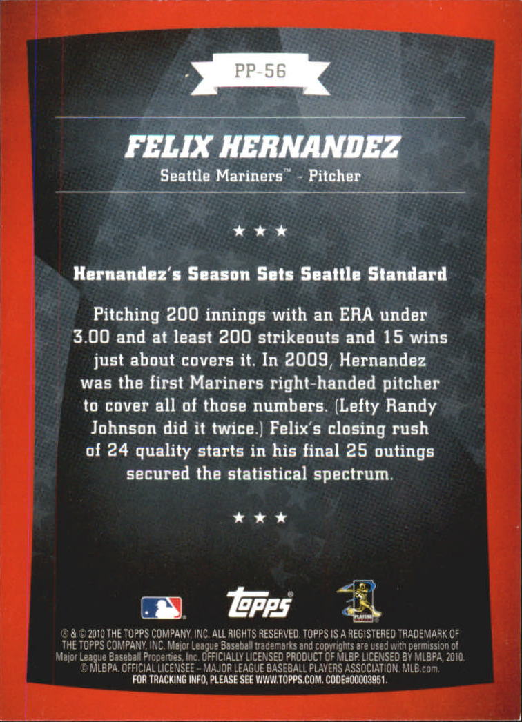 2010 Topps Peak Performance #56 Felix Hernandez back image
