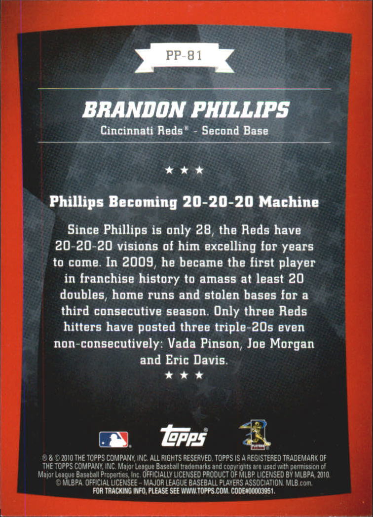 2010 Topps Peak Performance #81 Brandon Phillips back image