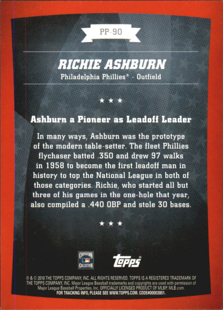 2010 Topps Peak Performance #90 Richie Ashburn back image