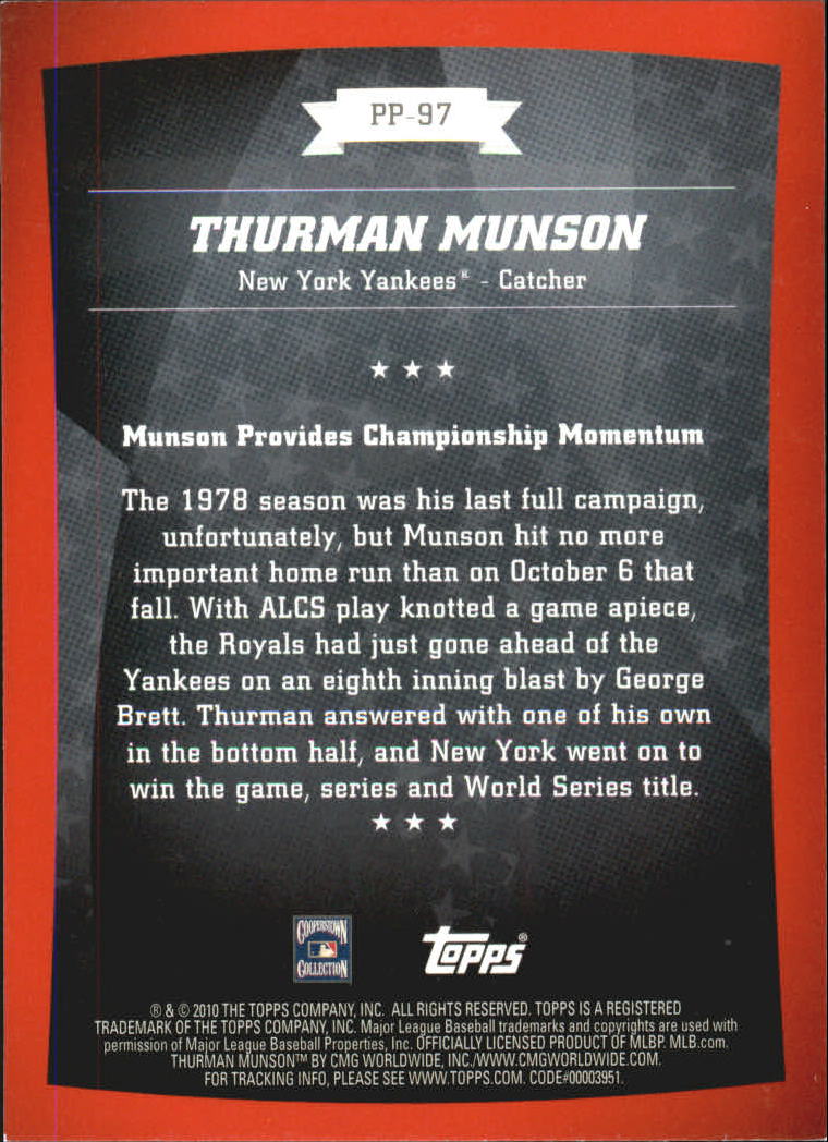 2010 Topps Peak Performance #97 Thurman Munson back image