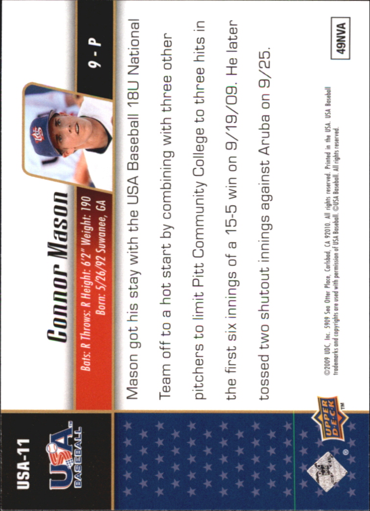 2009 Upper Deck Signature Stars USA Star Prospects #USA11 Connor Mason back image