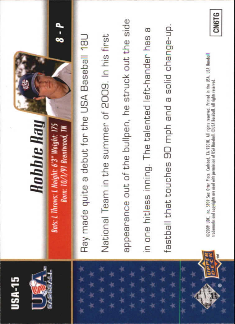2009 Upper Deck Signature Stars USA Star Prospects #USA15 Robbie Ray back image