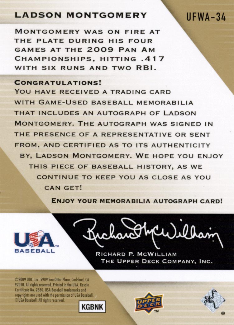 2009 Upper Deck Signature Stars USA National Team Future Watch Jersey Autographs #34 Ladson Montgomery/899 back image
