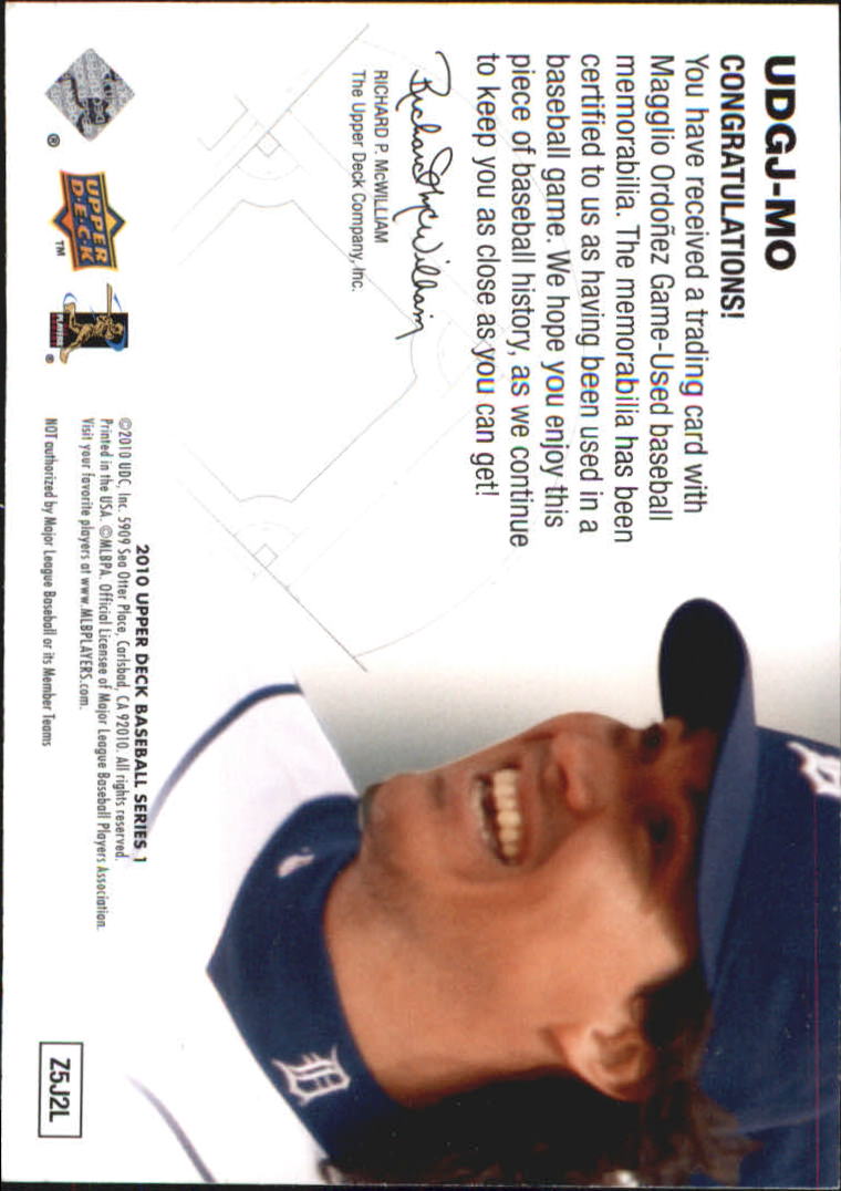 2010 Upper Deck UD Game Jersey #MO Magglio Ordonez back image