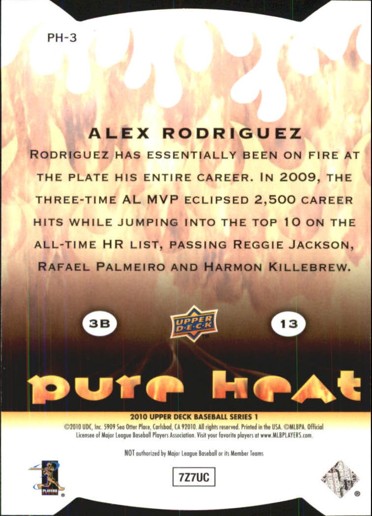 2010 Upper Deck Pure Heat #PH3 Alex Rodriguez back image