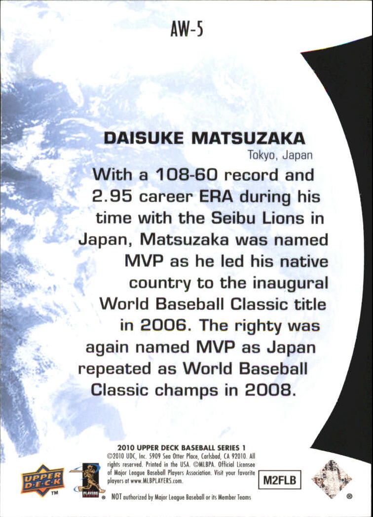 2010 Upper Deck All World #AW5 Daisuke Matsuzaka back image