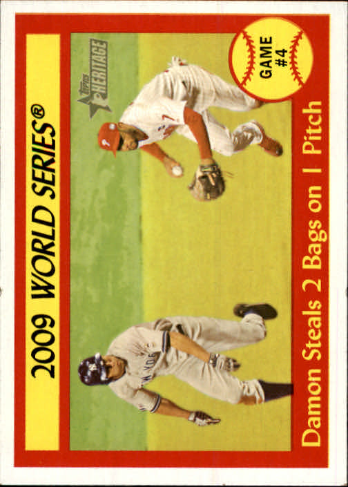 2010 Topps Heritage #309 Damon Steals 2 Bags on 1 Pitch