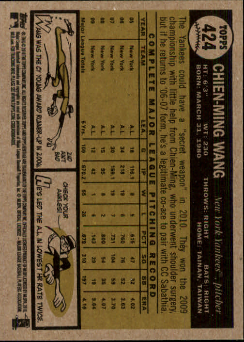 2010 Topps Heritage #424 Chien-Ming Wang back image