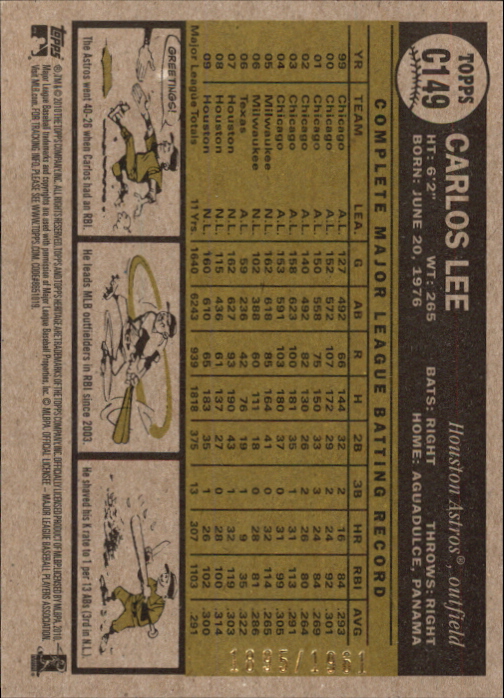2010 Topps Heritage Chrome #C149 Carlos Lee back image