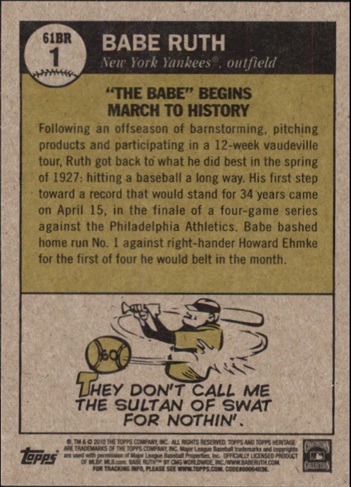 Topps Heritage Ruth Chase 61 2010 tú eliges - Imagen 3 de 31