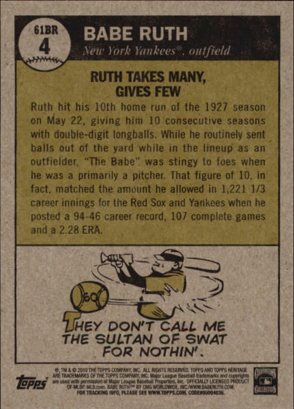 Topps Heritage Ruth Chase 61 2010 tú eliges - Imagen 9 de 31