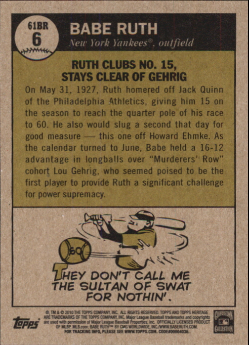 Topps Heritage Ruth Chase 61 2010 tú eliges - Imagen 13 de 31