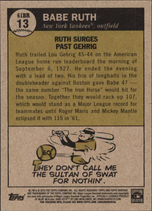 Topps Heritage Ruth Chase 61 2010 tú eliges - Imagen 27 de 31