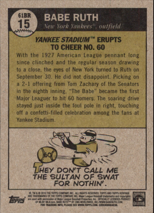 Topps Heritage Ruth Chase 61 2010 tú eliges - Imagen 31 de 31