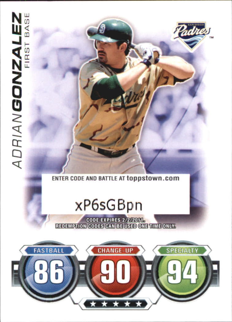 2010 Topps Attax Code Cards #6 Adrian Gonzalez