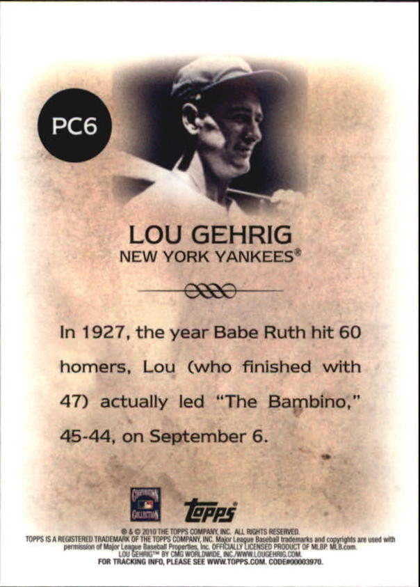 2010 Topps Legends Platinum Chrome Wal-Mart Cereal #PC6 Lou Gehrig back image