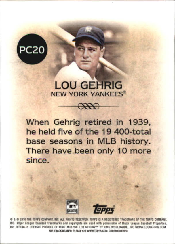 2010 Topps Legends Platinum Chrome Wal-Mart Cereal #PC20 Lou Gehrig back image