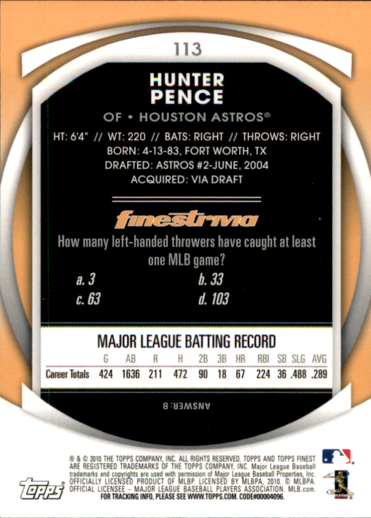 2010 Topps Finest - #113 Hunter Pence