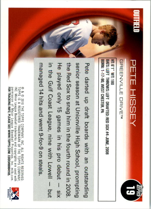 2010 Topps Pro Debut #19 Pete Hissey back image