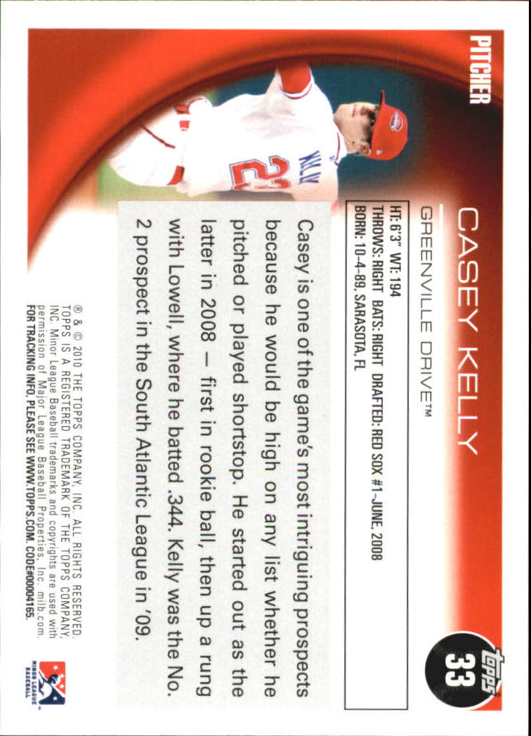 2010 Topps Pro Debut #33 Casey Kelly back image