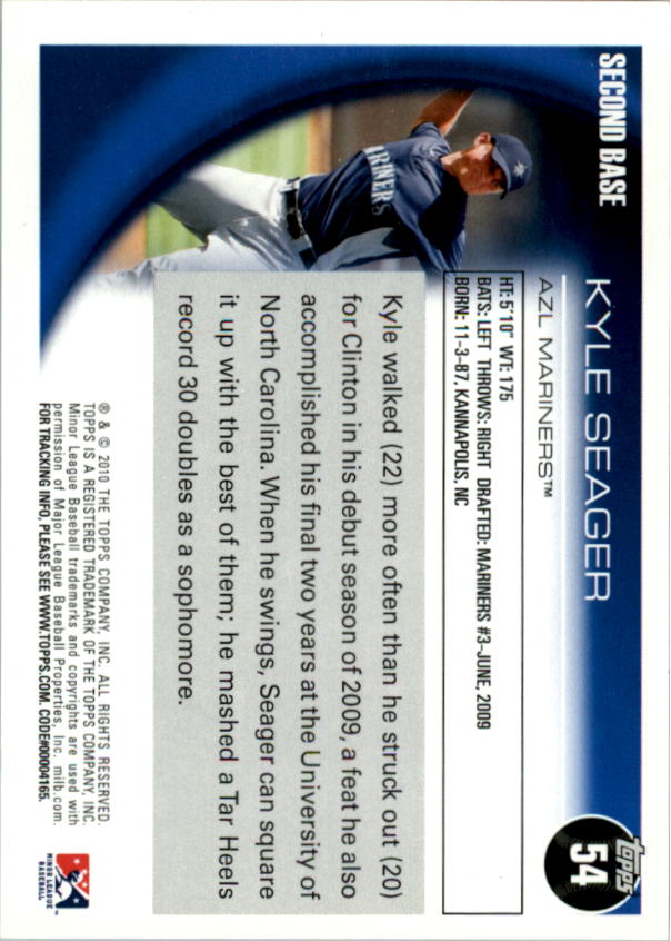 2010 Topps Pro Debut #54 Kyle Seager back image
