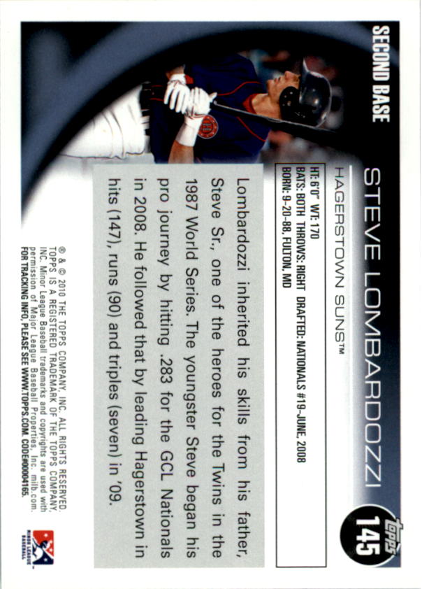 2010 Topps Pro Debut #145 Steve Lombardozzi back image