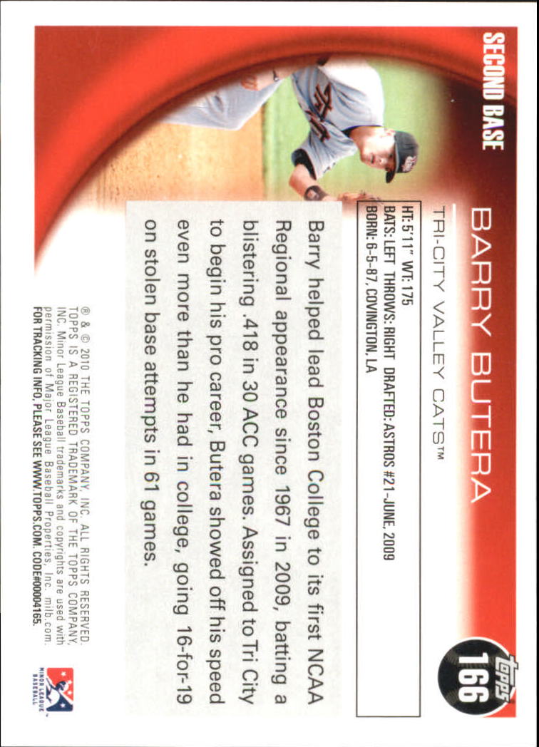 2010 Topps Pro Debut #166 Barry Butera back image