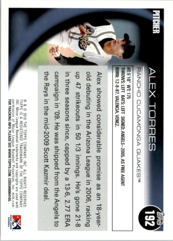 2010 Topps Pro Debut #192 Alex Torres back image