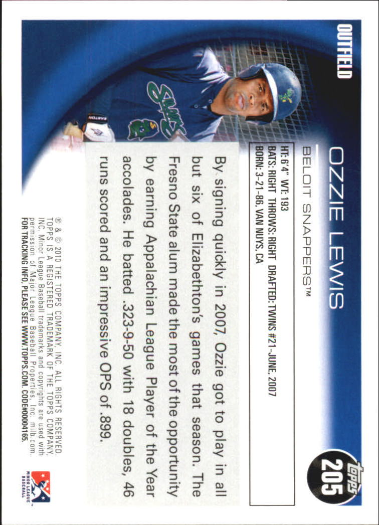 2010 Topps Pro Debut #205 Ozzie Lewis back image