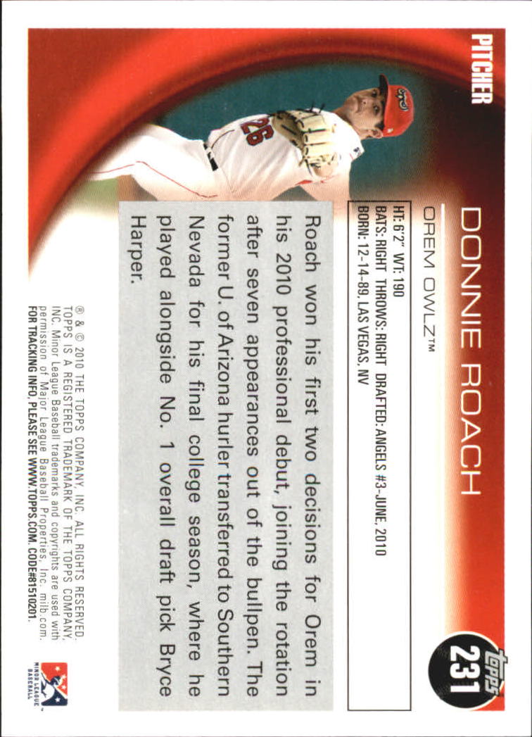 2010 Topps Pro Debut #231 Donnie Roach back image