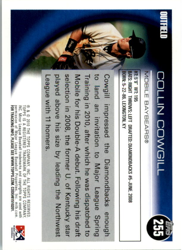 2010 Topps Pro Debut #255 Collin Cowgill back image