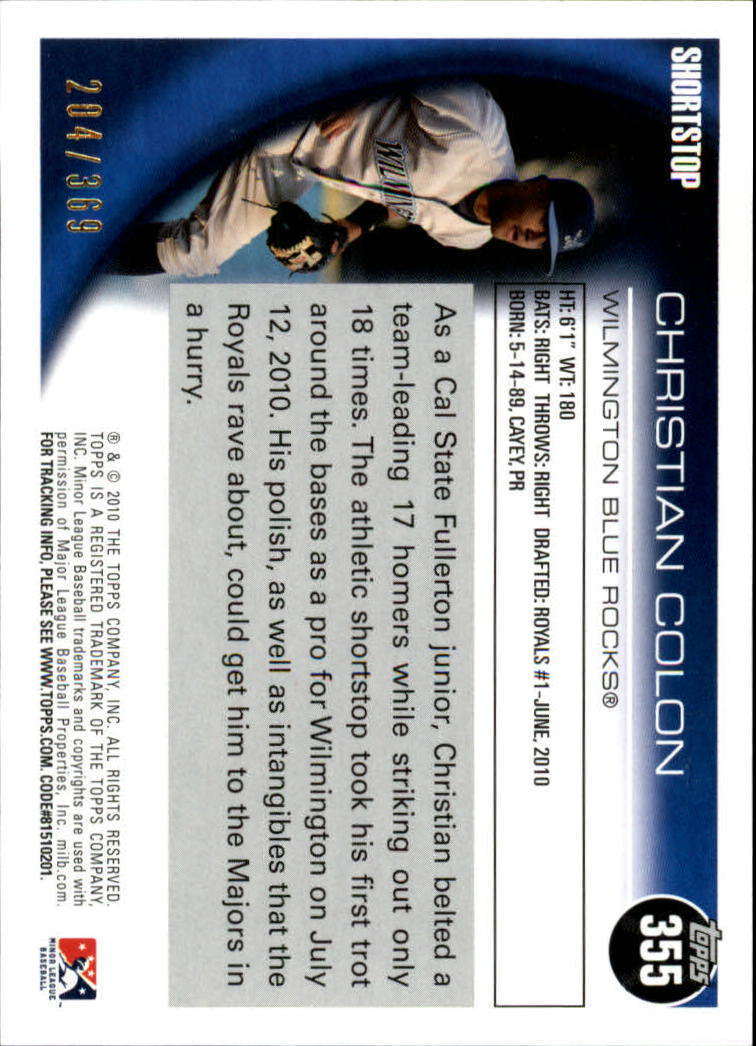 2010 Topps Pro Debut Blue #355 Christian Colon back image