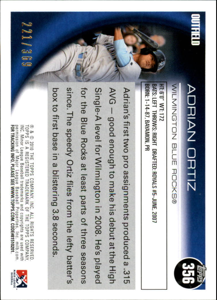 2010 Topps Pro Debut Blue #356 Adrian Ortiz back image