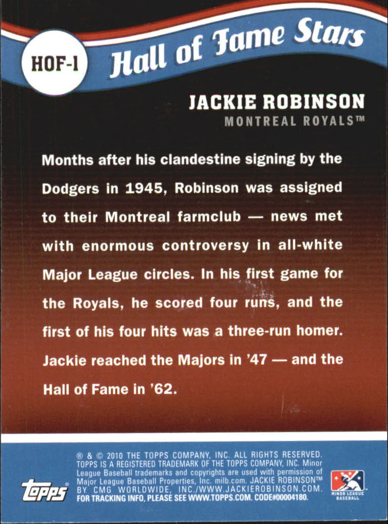 2010 Topps Pro Debut Hall of Fame Stars #HOF1 Jackie Robinson back image
