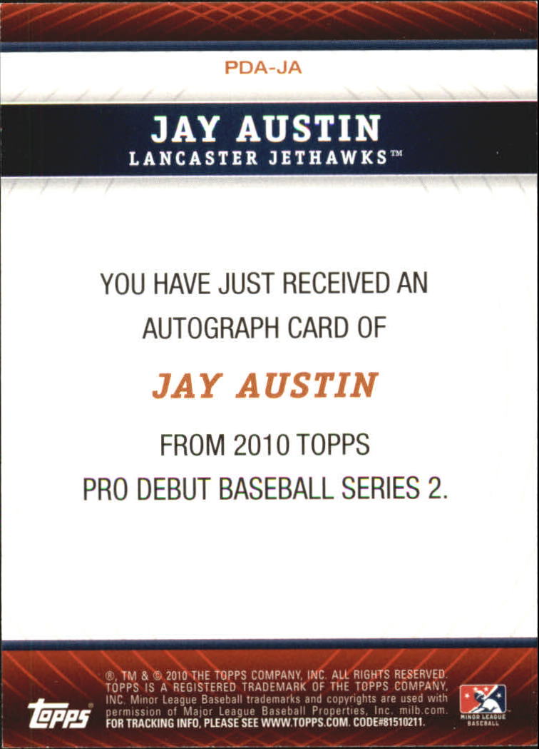 2010 Topps Pro Debut Prospect Autographs #JA Jay Austin S2 back image