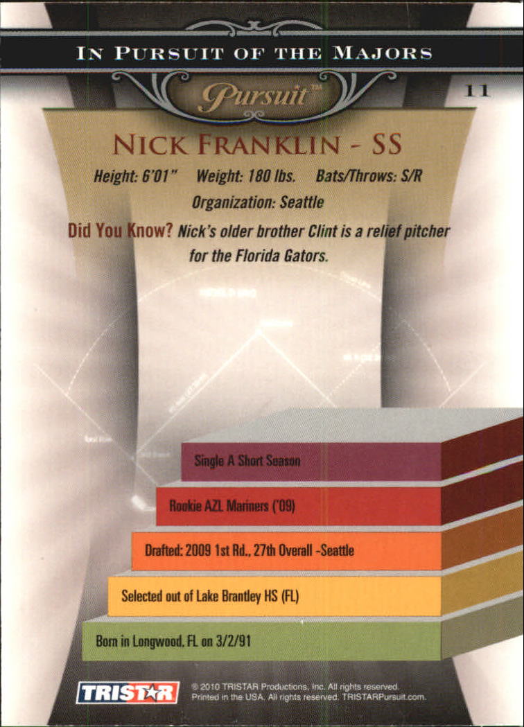 2010 TRISTAR Pursuit #11 Nick Franklin back image