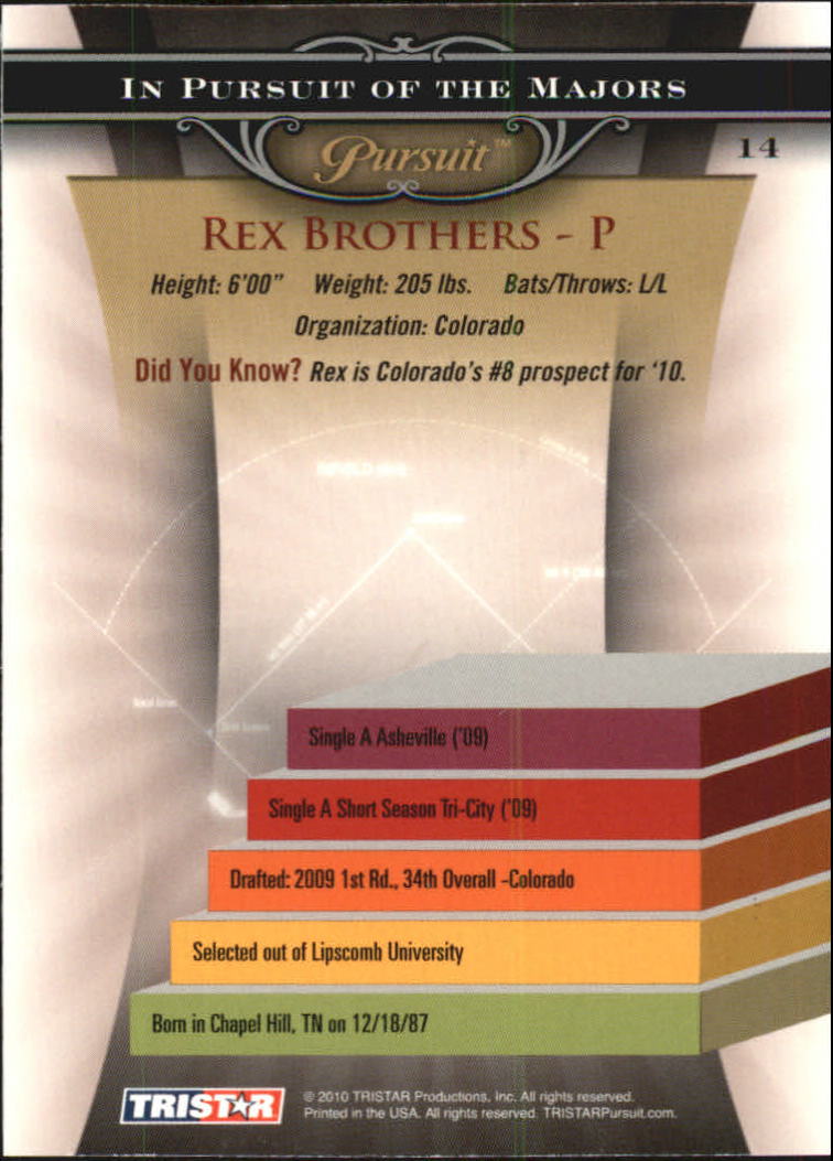 2010 TRISTAR Pursuit #14 Rex Brothers back image