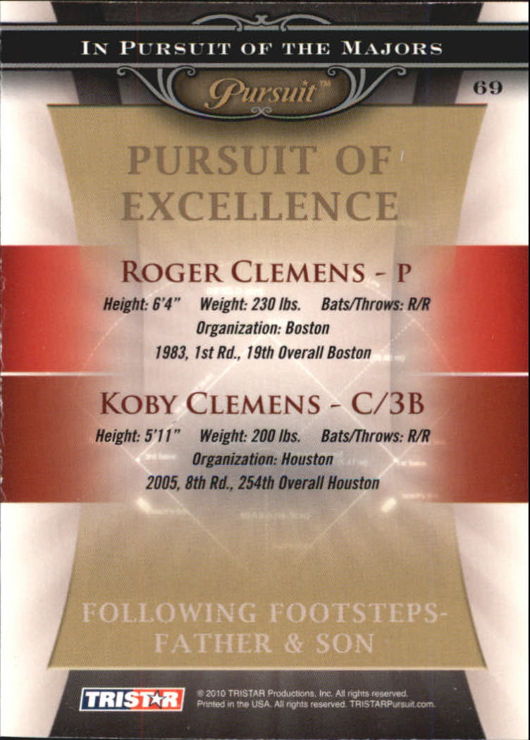 2010 TRISTAR Pursuit #69 Roger Clemens/Kobe Clemens back image
