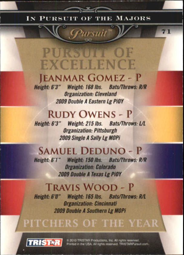2010 TRISTAR Pursuit #71 Jeanmar Gomez/Rudy Owens/Samuel Deduno/Travis Wood back image