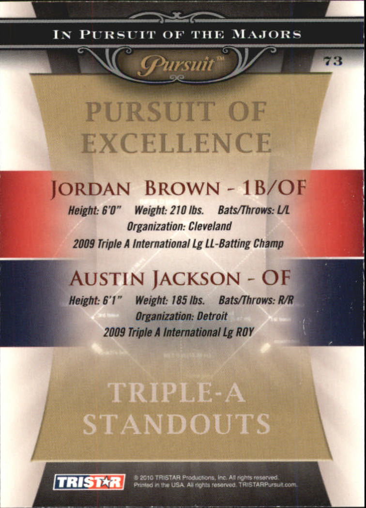 2010 TRISTAR Pursuit #73 Jordan Brown/Austin Jackson back image