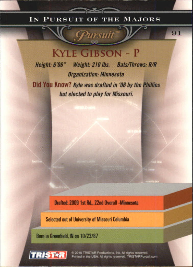 2010 TRISTAR Pursuit #91 Kyle Gibson back image