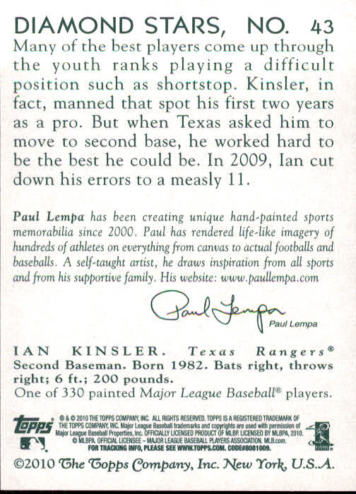 2010 Topps National Chicle #43 Ian Kinsler back image
